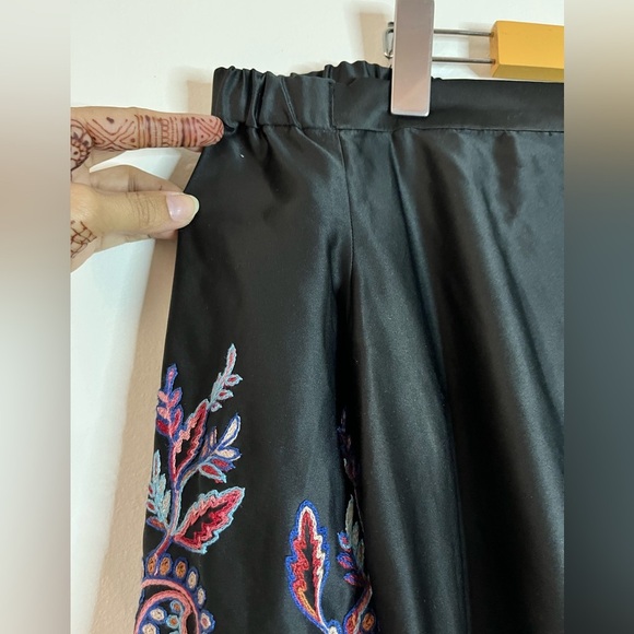 Nicole Miller Black Embroidered Boho Paisley Midi Dress Size 10 - Picture 9 of 12